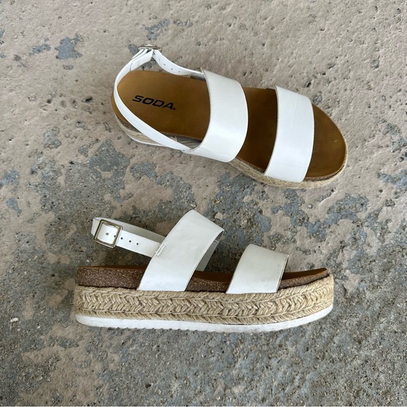 Soda White Espadrille Platform Sandals - Picture 5 of 7